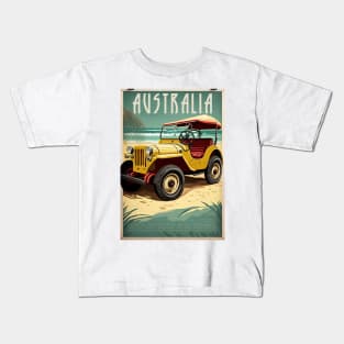 Australia Beach Buggy Vintage Travel Art Poster Kids T-Shirt